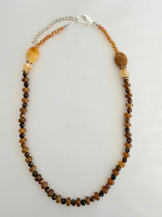 Collar de Ojo de Tigre + Cuarzo Ahumado