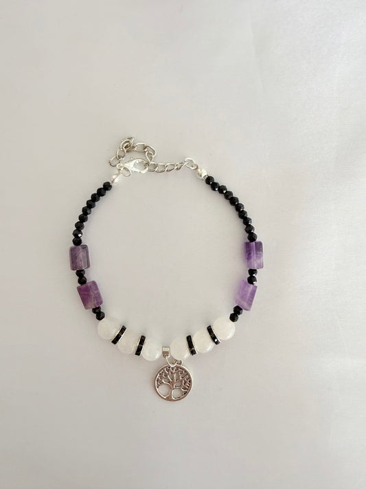 Pulsera de Cuarzo Rosado + Amatista