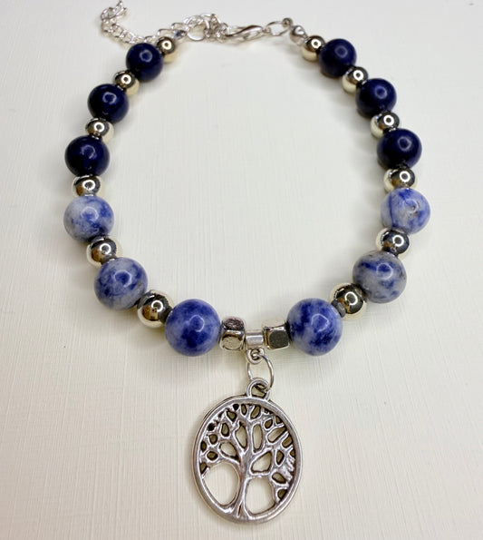 Pulsera de Sodalita con Cuarzo Azul