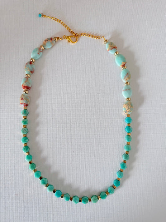 Collar de Amazonita Facetada Hexagonal