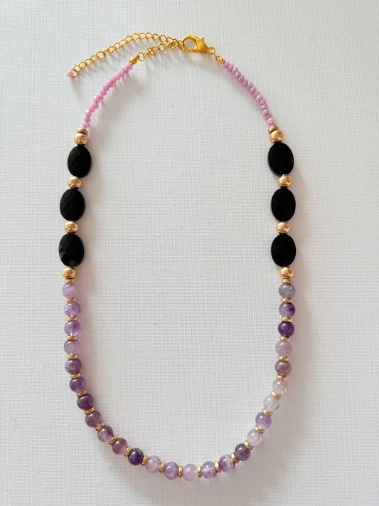 Collar de Amatista + Obsidiana