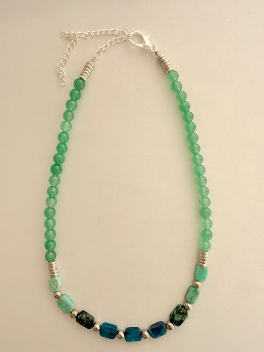 Collar artesanal de amazonita y aventurina verde