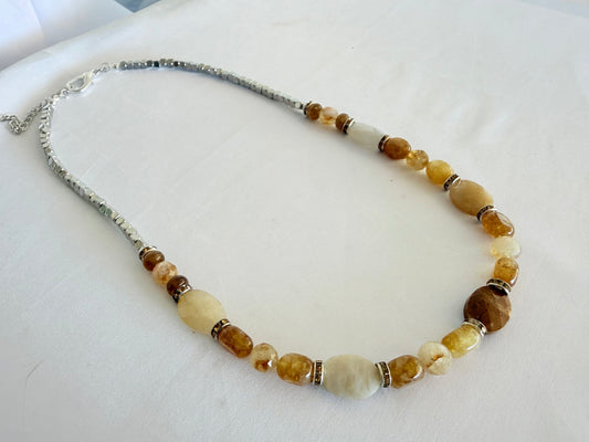 Collar de Cuarzo Citrino + Cuarzo Ahumado