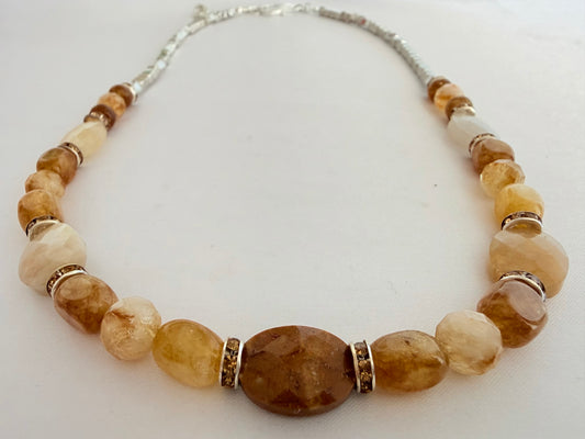 Collar de Cuarzo Citrino + Cuarzo Ahumado